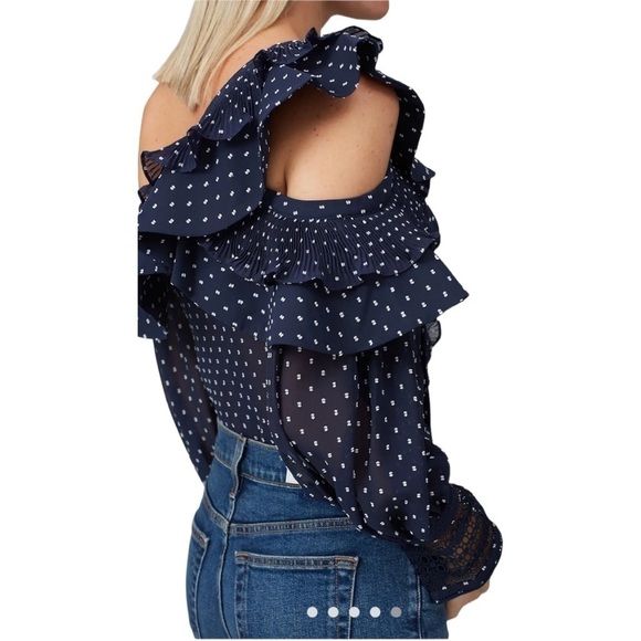 SELF-PORTRAIT Plumetis Frill Top - Picture 4 of 9